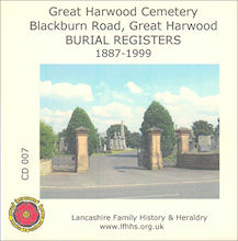 Great Harwood Cemetery, Burial Registers  1887 - 1999 (CD007)